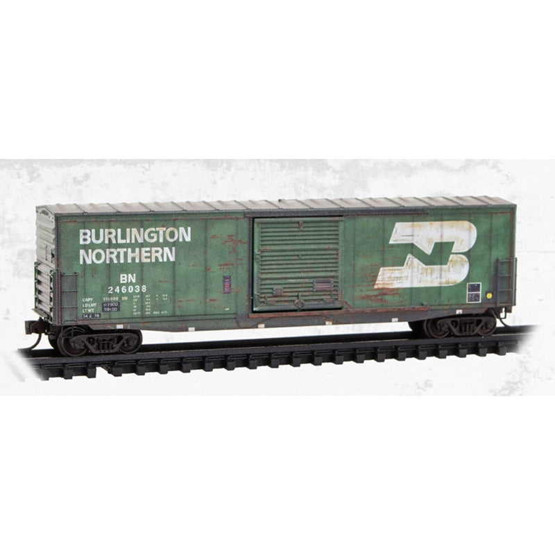 N Micro-Trains 50' Single Door Box Car Weathered Burlington Northern #246038 | N Scale