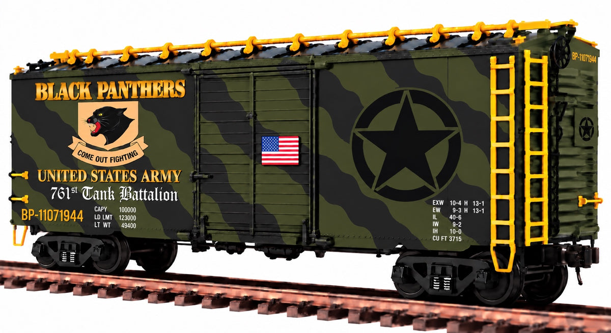 Black Panther MTH Premier 40 foot AAR boxcar BP-11071944 concept rendering